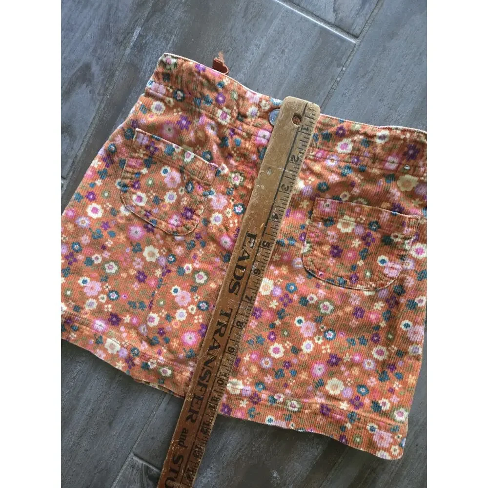 Y2K Gymboree Girls Corduroy Floral Skirt Size 6 Adjustable Waist Cotton Retro